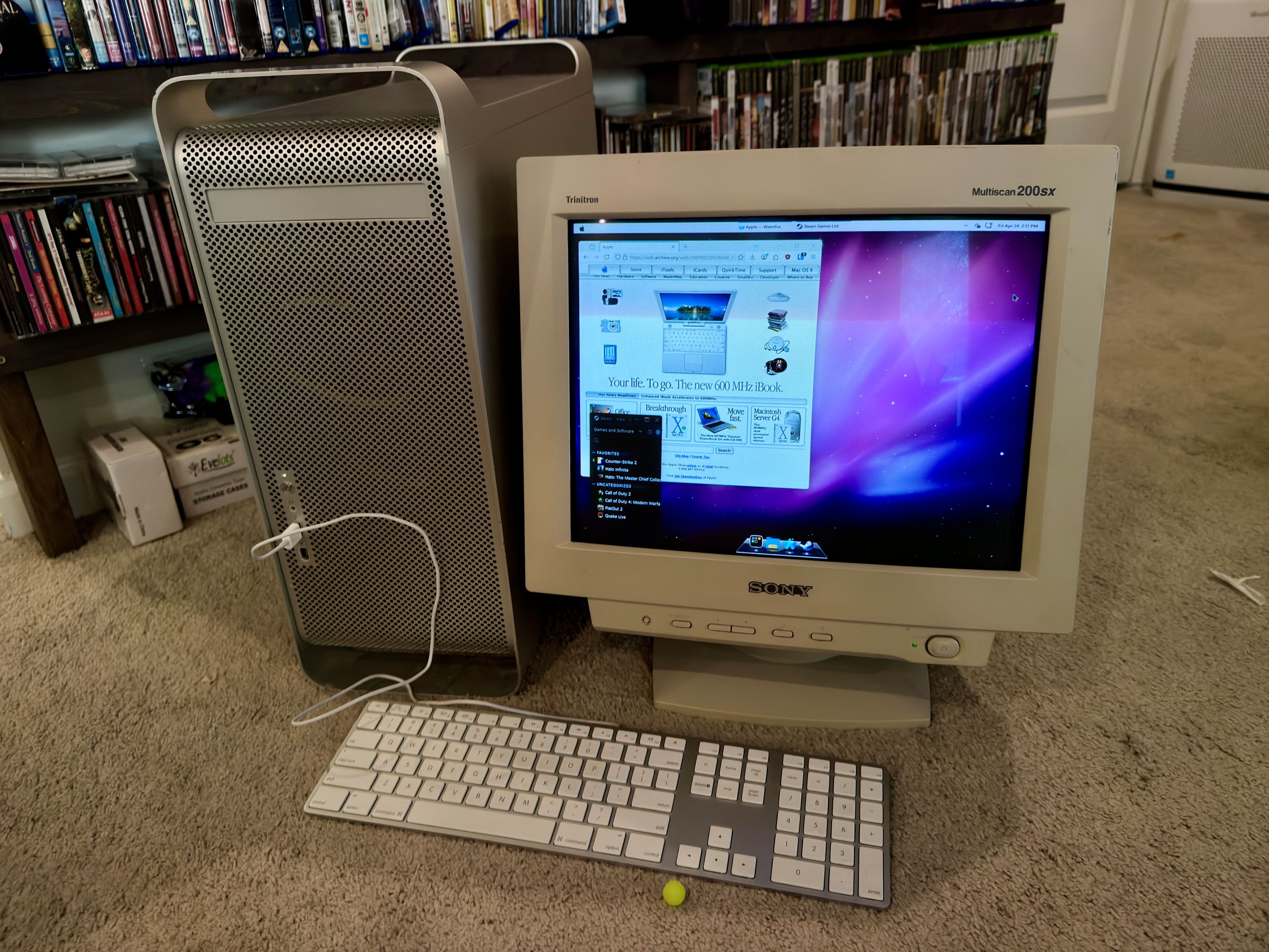 Completed build hooked up to a CRT monitor with some OS X skinning