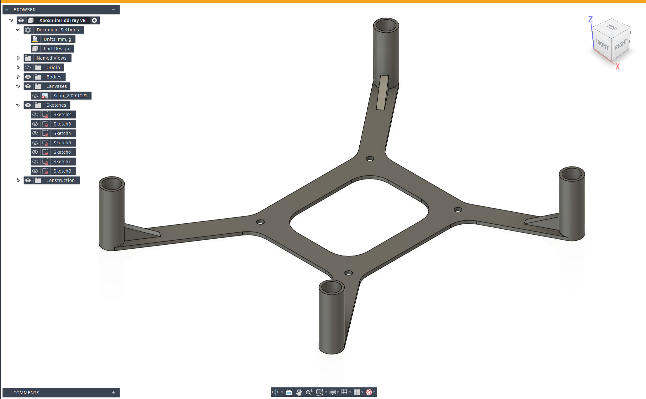 Screenshot of design in Autodesk Fusion.
